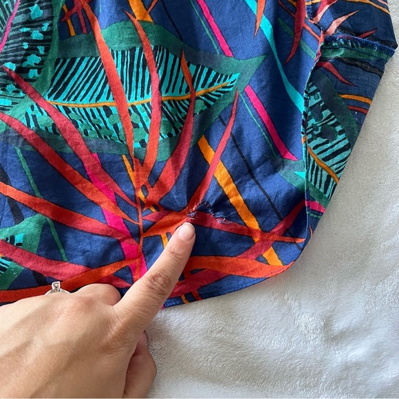 Vintage 80s Rare Joseph Magnin Palm Leaf Lace Up Back Midi Dress - Picture 9 of 10